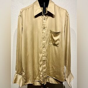 Anthony’s Gold Faux Suede Long Sleeve Button-down Shirt - Size L (Men’s)